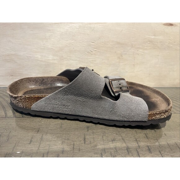 Birkenstock Arizona Two Strap Vegan Sandals Grey Taupe Mens 9 Womens 11 EU 42 - Picture 6 of 9